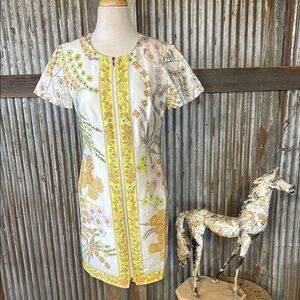 Trina Turk Yellow and White Sheath Mini Dress
